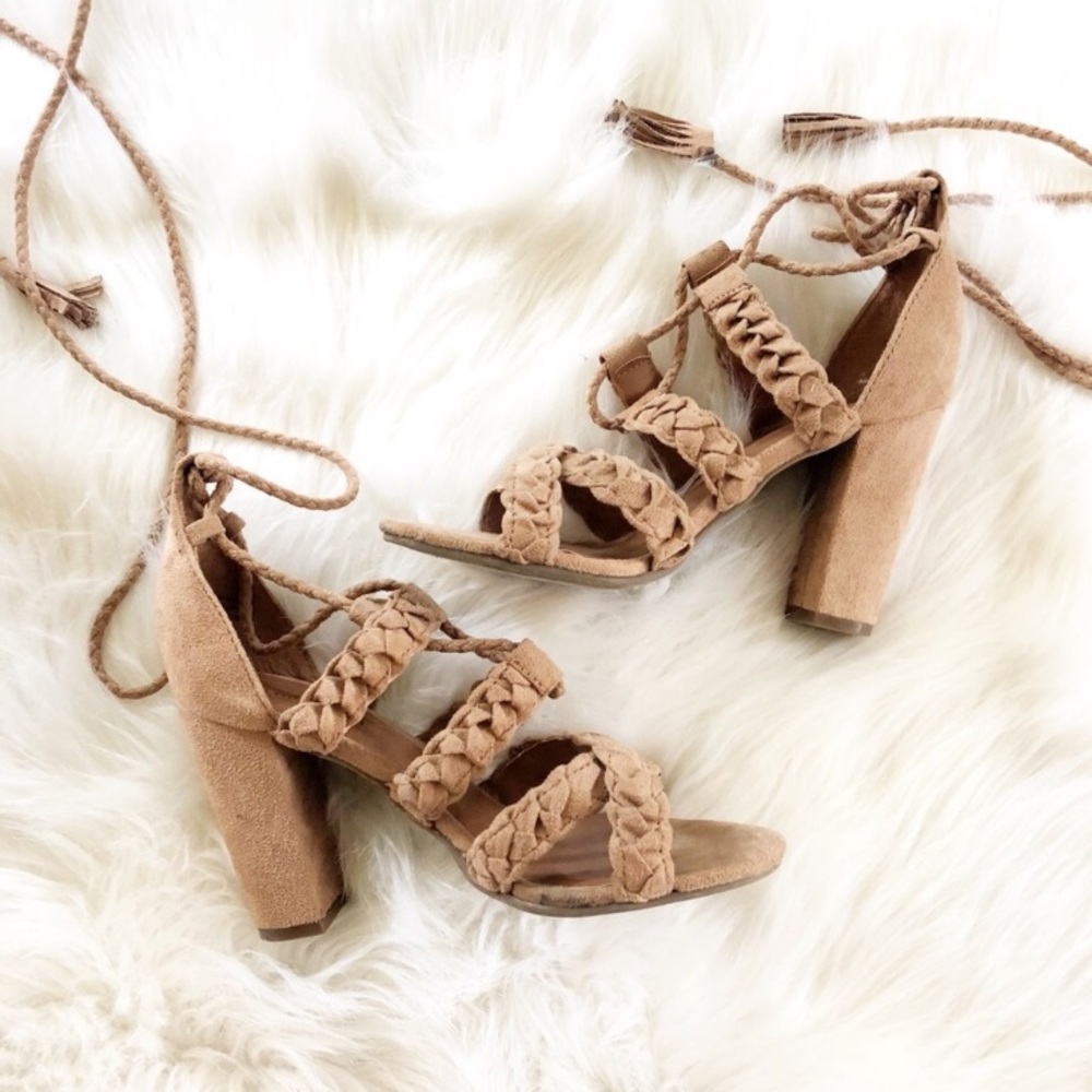 Brown/Taupe Indigo Lace Up Heel Sandal